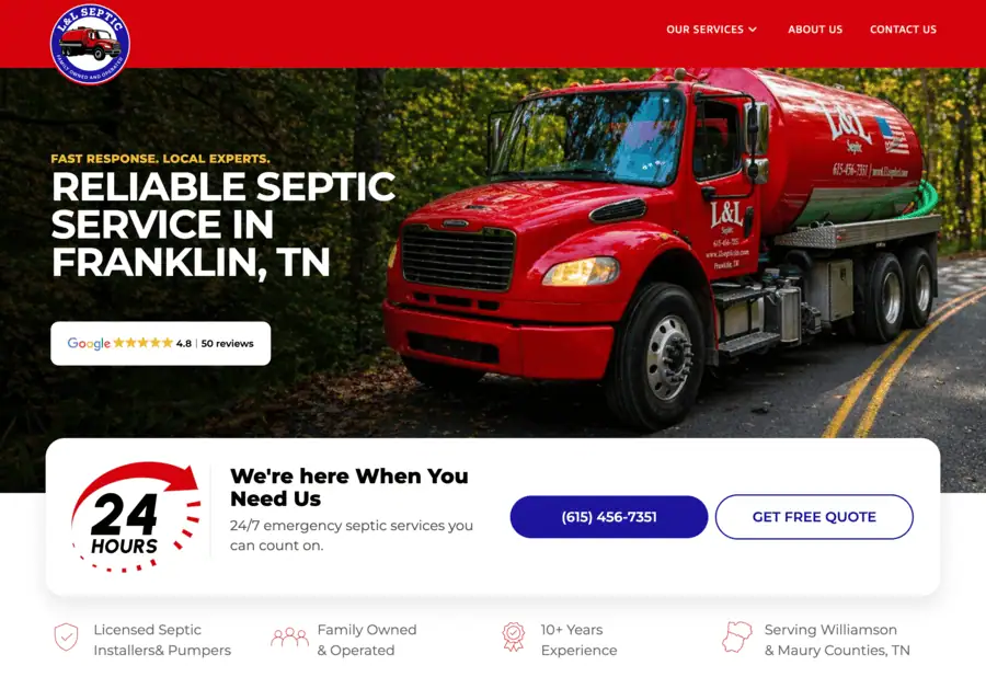 L&L Septic website redesign by Iktan Studio